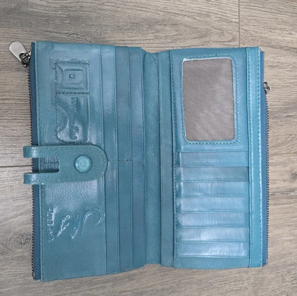 Roulens Leather Wallet Teal Turquoise Security Protected - Picture 5 of 7